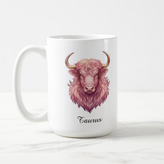 Taurus Himmels-Zodiakustasse - Pink Bull Kunst Kaffeetasse (Links)