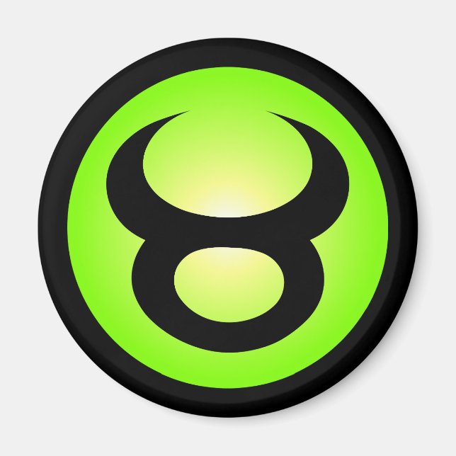 Taurus Horoscope Sign Sunny Green Magnet (Vorne)