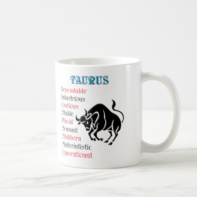 Taurus Horoscope Zodiac Sign Tasse (Rechts)
