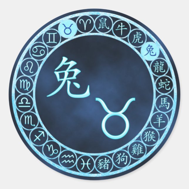 Taurus/Kaninchen Runder Aufkleber (Vorderseite)