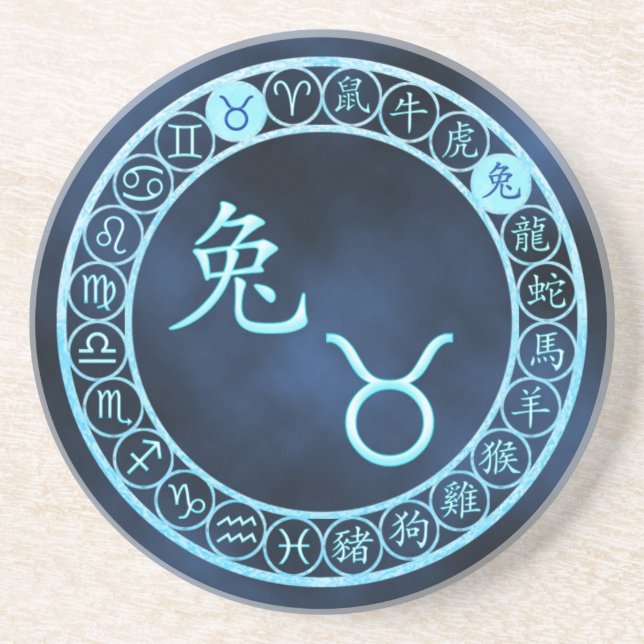 Taurus/Kaninchen Sandstein Untersetzer (Vorne)