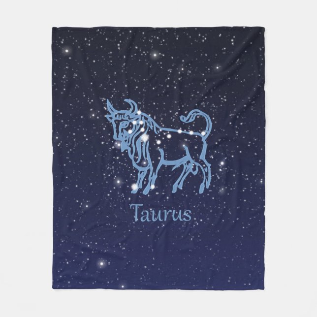 Taurus Konstellation und Zodiac-Zeichen mit Sterne Fleecedecke (Vorderseite)