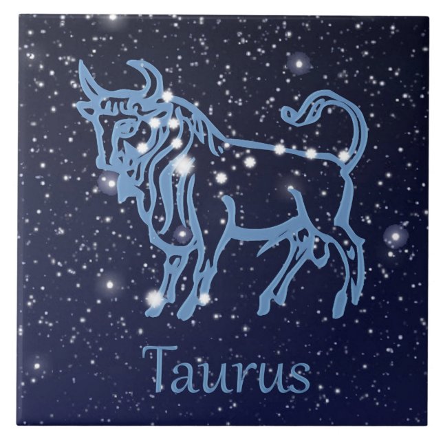 Taurus Konstellation und Zodiac-Zeichen mit Sterne Fliese (Vorderseite)