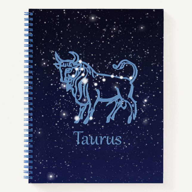Taurus Konstellation und Zodiac-Zeichen mit Sterne Notizbuch (Vorderseite)