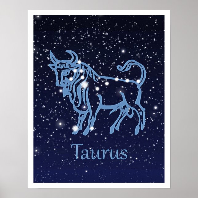 Taurus Konstellation und Zodiac-Zeichen mit Sterne Poster (Vorne)