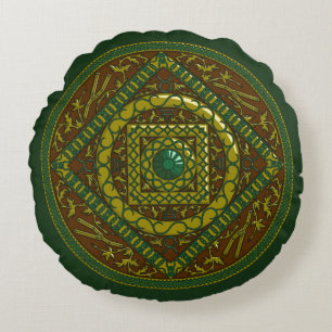 Taurus Mandala Round Pillow Rundes Kissen