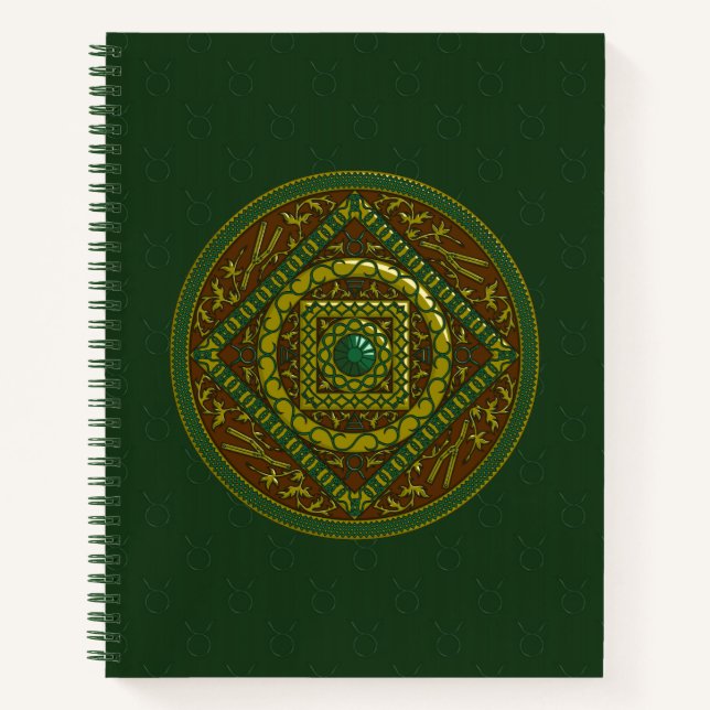Taurus Mandala Spiral Notebook Notizbuch (Vorderseite)