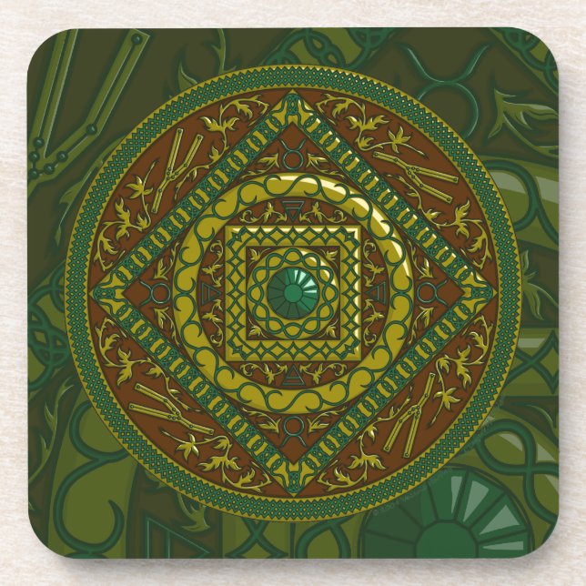 Taurus Mandala Square Untersetzer (Vorderseite)