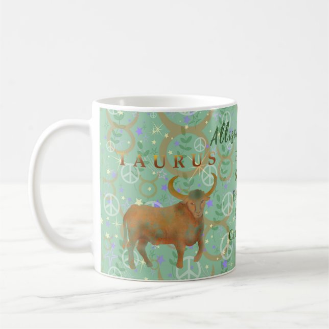 Taurus Moderne Zodiac Eigenschaften Personalisiert Kaffeetasse (Links)