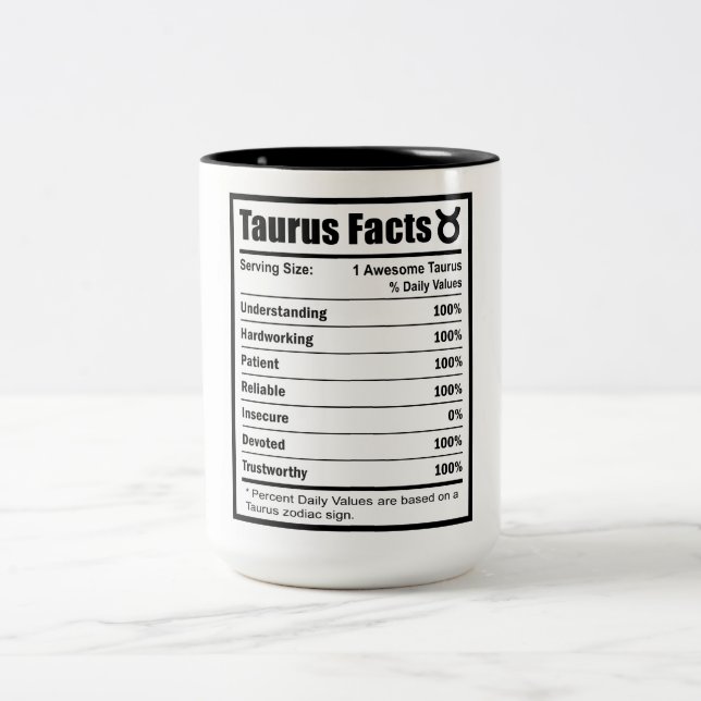 Taurus Nutrition Fakten Zweifarbige Tasse (Mittel)