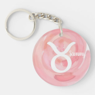 Taurus Personalisiert Watercolor Zodiac Sign Schlüsselanhänger