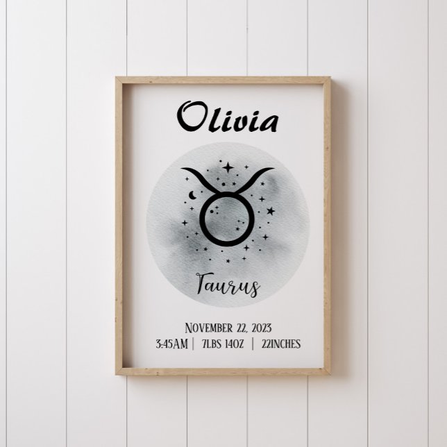 Taurus Personalisiert Zodiac Individuelle Name Poster (Von Creator hochgeladen)