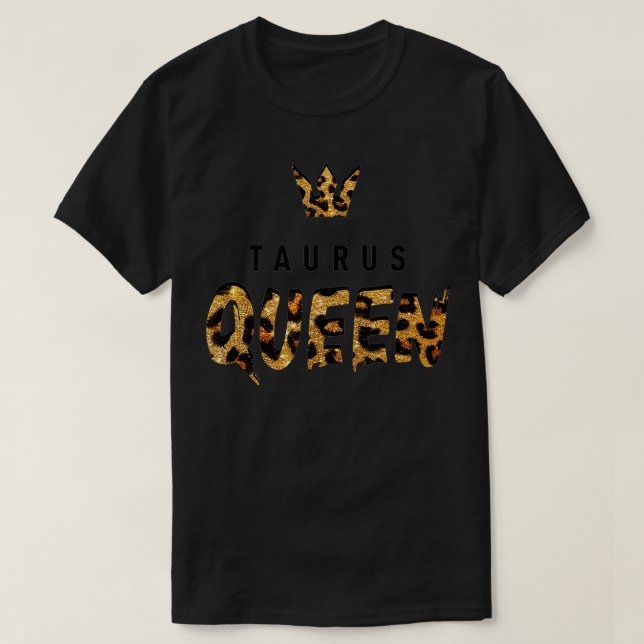 Taurus Queen Leopard Cheetah Pattern Astrologie Bi T-Shirt (Design vorne)