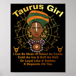 Taurus Queen Sweet As Candy Birthday Black Women Poster