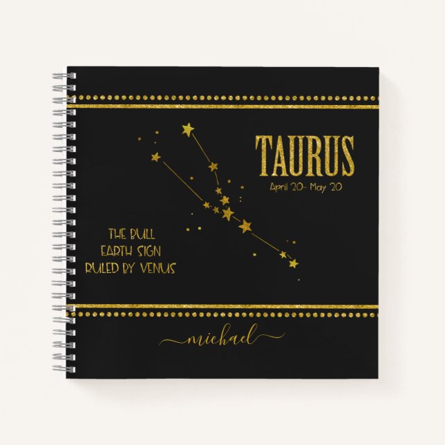 Taurus Star Zodiac Sign Notebook Notizbuch (Vorderseite)