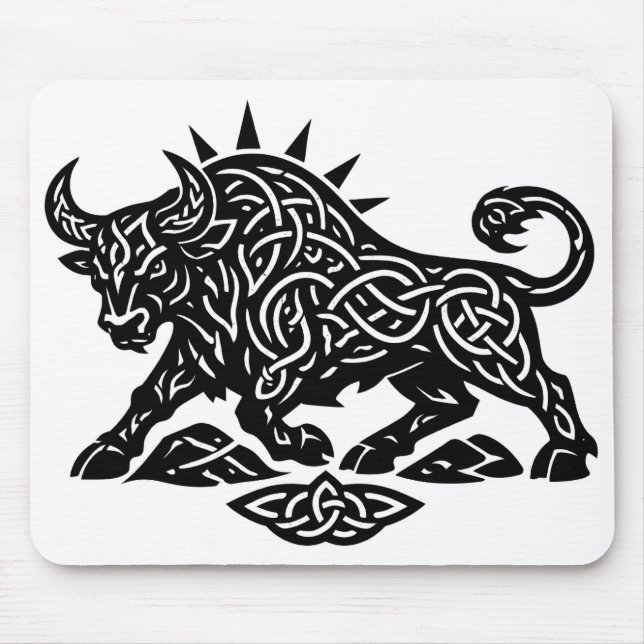 Taurus-Stier-Sigil — erdgebundene Zodiac-Tinte Mousepad (Vorne)