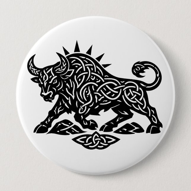 Taurus Stier Sigil — Erdgebundene Zodiac-Tintearbe Button (Vorderseite)
