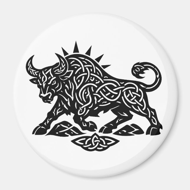 Taurus Stier Sigil — Erdgebundenes Zodiac Inkwork Magnet (Vorne)