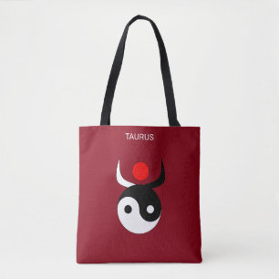 Taurus & Stylish Black & White Yin Yang auf Maroon