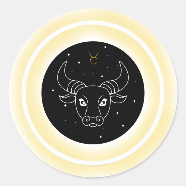 Taurus Symbol – Minimal Astrology Emblem Runder Aufkleber (Vorderseite)
