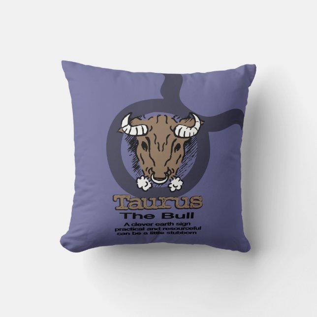 Taurus the Bull blue pillow Kissen (Vorderseite)