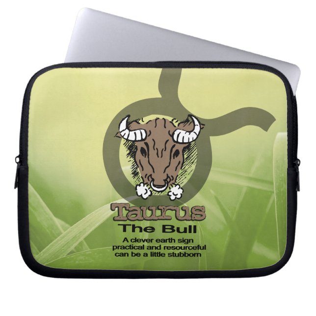 Taurus the Bull earth signalisieren grünes Erdzeic Laptopschutzhülle (Vorderseite)