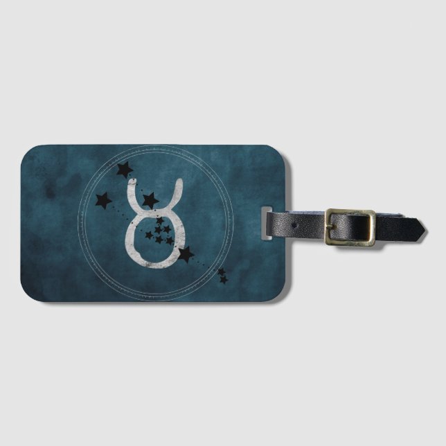 Taurus the bull zodiac constellation distressed gepäckanhänger (Vorderseite (Horizontal))
