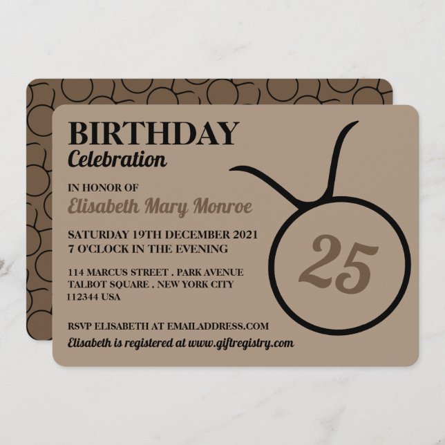 Taurus, The Bull, Zodiac Star Sign, Geburtstag Einladung (Vorne/Hinten)