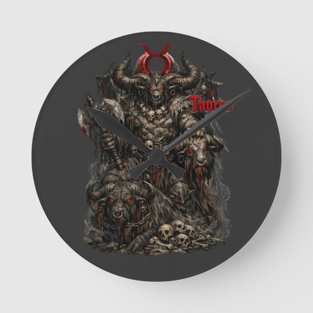 Taurus — The Infernal Warlord Runde Wanduhr (Vorderseite)
