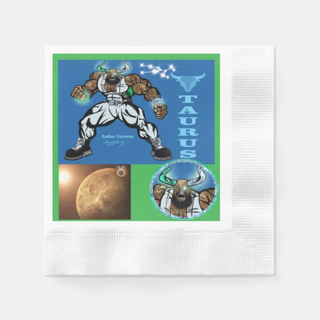 Taurus-Themen-Geburtstagsfeier-Mitgebsel Tischserv Serviette (Vorderseite)