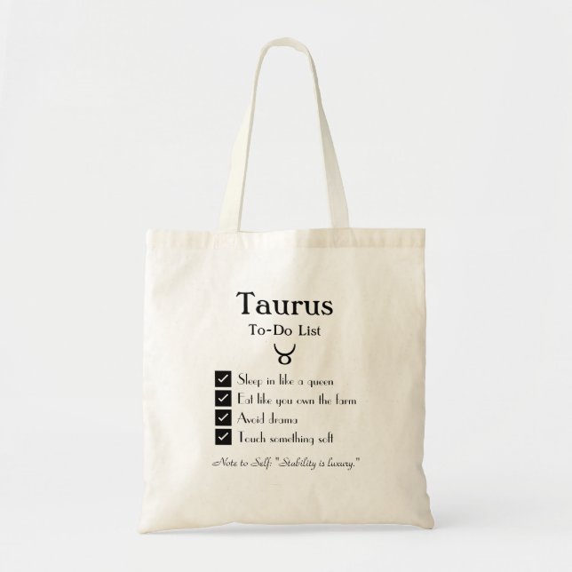 Taurus-To-Do-List Tragetasche (Vorne)
