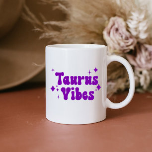 Taurus Vibes Zodiac Astrology Purple Stars Coffee  Kaffeetasse