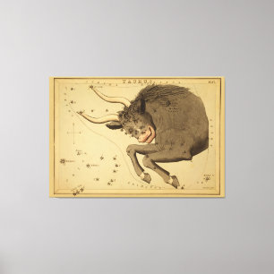 Taurus - Vintages Zeichen des Zodiakabbildes Leinwanddruck