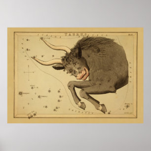 Taurus - Vintages Zeichen des Zodiakabbildes Poster