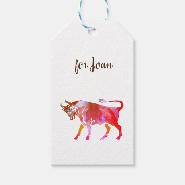 Taurus Wasserfarbzeichen Custom Geschenkanhänger (Vorderseite)
