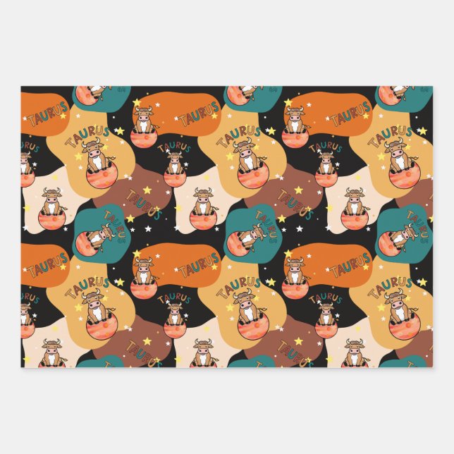 Taurus Wrapping Paper Flat Sheet Set 3 Geschenkpapier Set (Vorderseite)