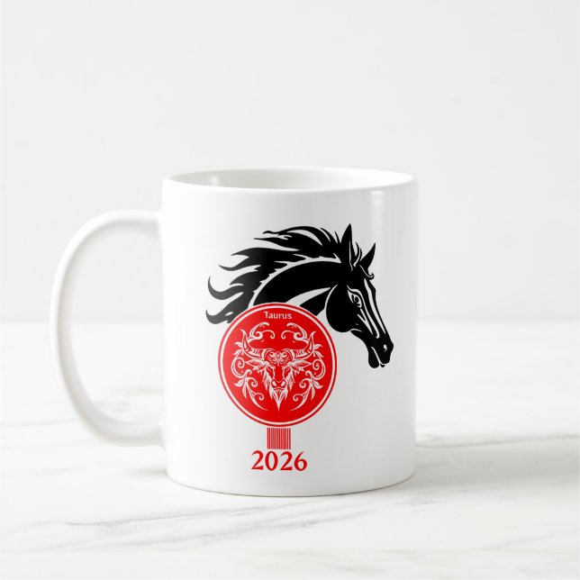 Taurus x Jahr des Pferdes 2026 Kaffeetasse (Links)