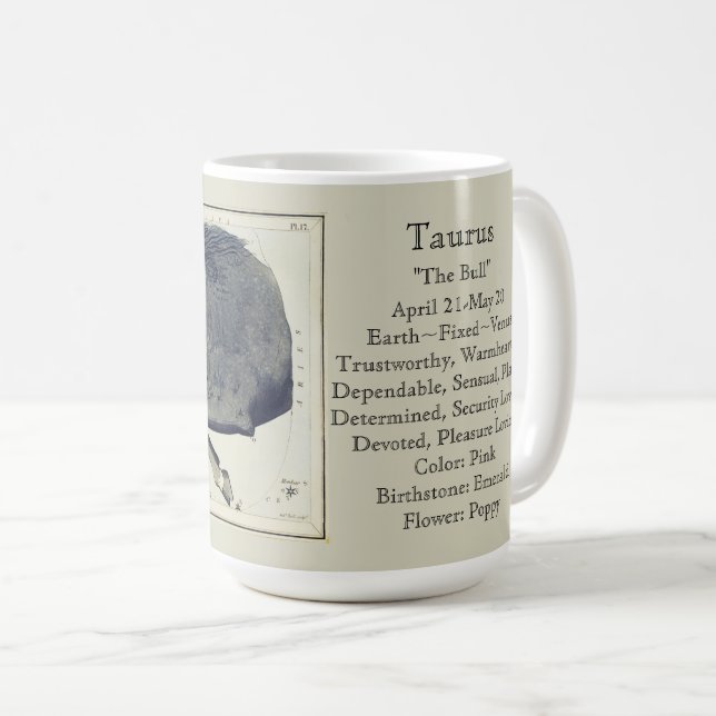 Taurus Zodiac Antique Astronomisches Diagramm Kaffeetasse (VorderseiteRechts)
