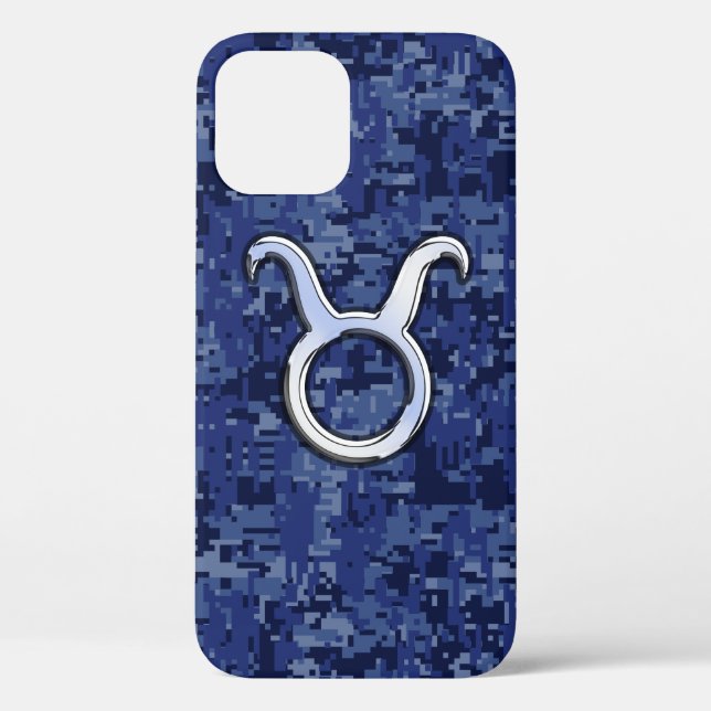 Taurus Zodiac auf Navy Blue Digital Camouflage Case-Mate iPhone Hülle (Rückseite)
