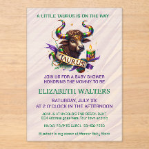 Taurus Zodiac Baby Shower Lavender and Green