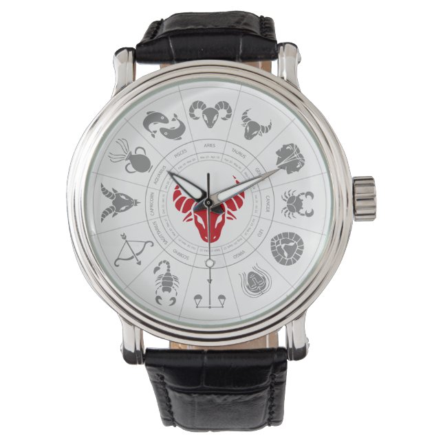 Taurus Zodiac Birthday Gift Armbanduhr (Vorderseite)