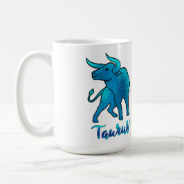 Taurus zodiac Bull blue glitter April 20-May 20 Kaffeetasse