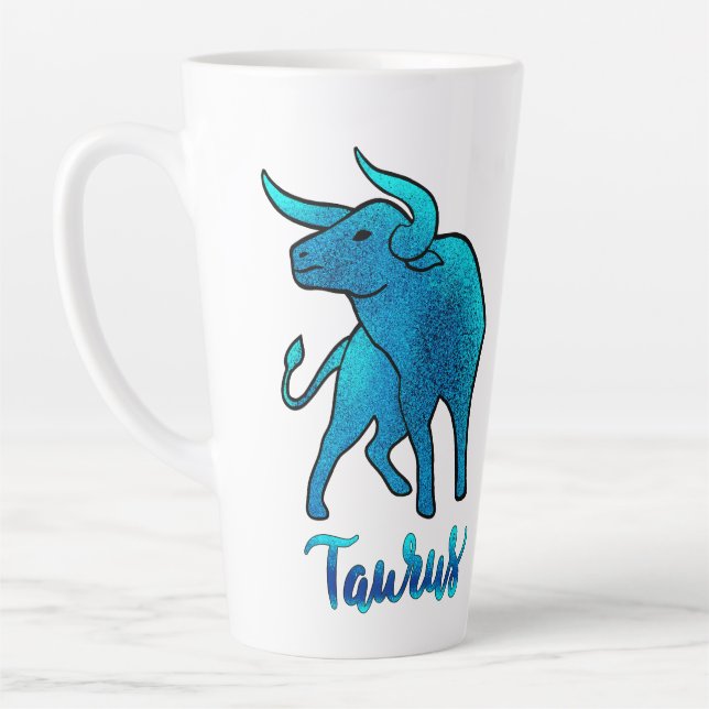 Taurus zodiac Bull blue glitter April 20-May 20 Milchtasse (Links)