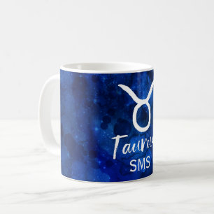 Taurus Zodiac Constellation Blue Galaxy Monogram Kaffeetasse