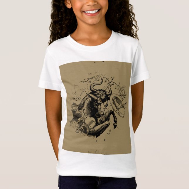 Taurus Zodiac Constellation Hevelius 1690 auf Taup T-Shirt (Vorderseite)