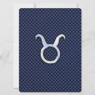 Taurus Zodiac Decor Navy Blue Carbon Fibre Print