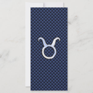 Taurus Zodiac Decor Navy Blue Carbon Fibre Print