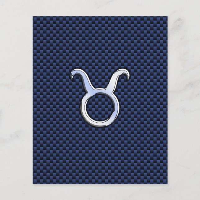 Taurus Zodiac Decor Navy Blue Carbon Fibre Print Flyer (Vorne)
