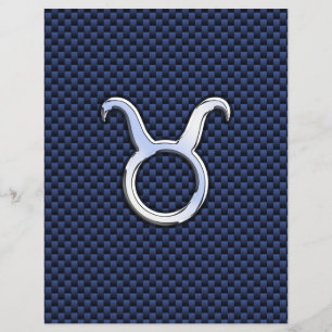 Taurus Zodiac Decor Navy Blue Carbon Fibre Print Flyer