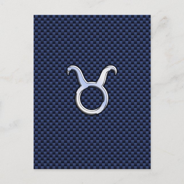 Taurus Zodiac Decor Navy Blue Carbon Fibre Print Postkarte (Vorderseite)